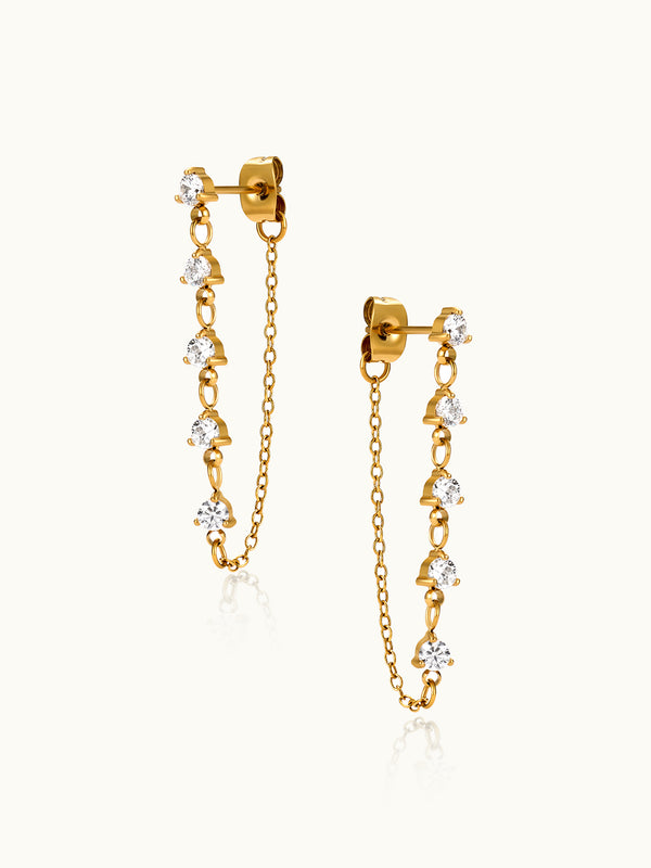 Multi Dangle Zircon Chain Earrings