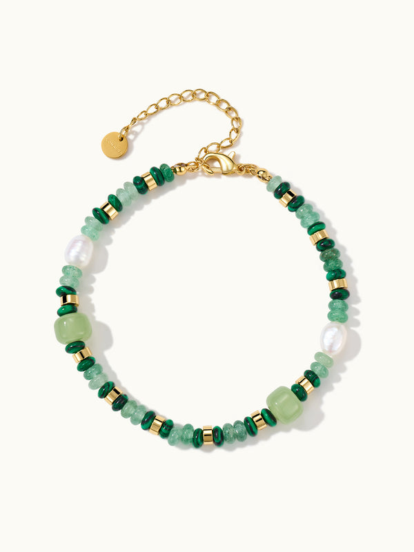 Boho Irregular Aventurine & Pearl Strand Armband