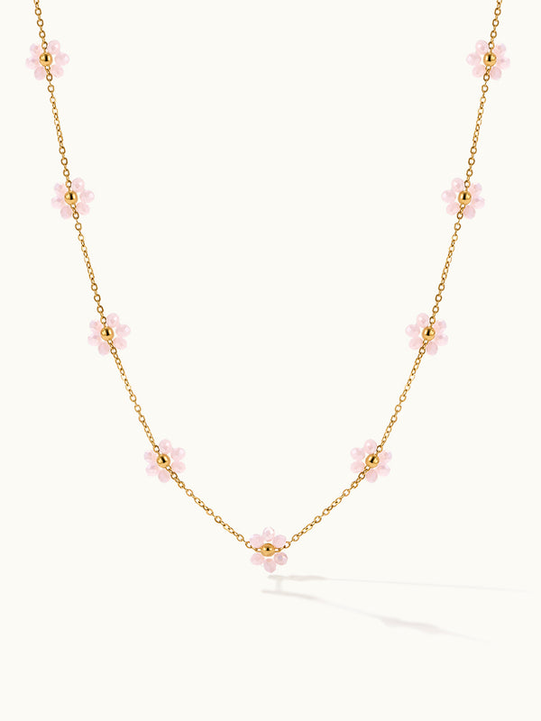 Sunlit Pink Daisy Flowers Kette