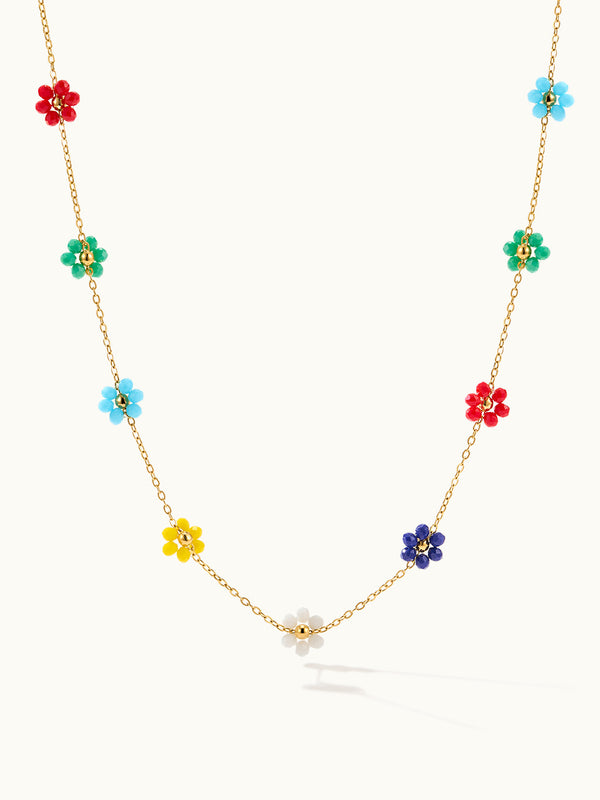 Sunlit Daisy Colorful Flowers Kette