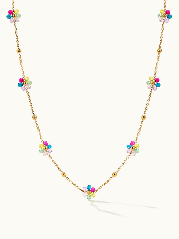 Colorful Flower Gold Bead Chain Kette