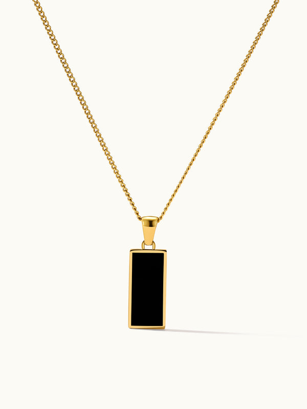 Black Rectangular Charm Necklace