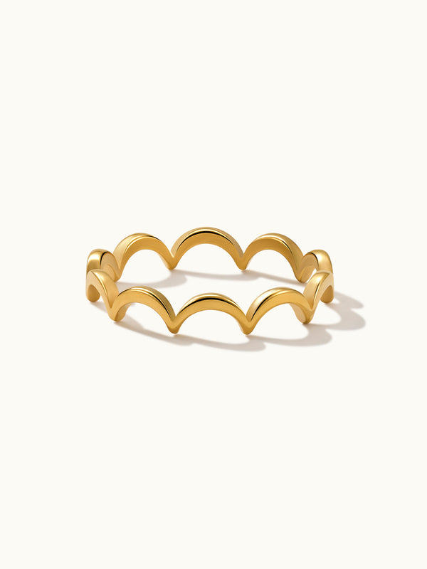 Thin Crescent Wave Ring
