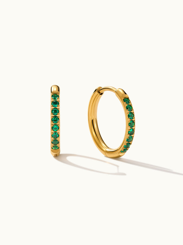 Green Gemstone Eternity Hoop Earrings