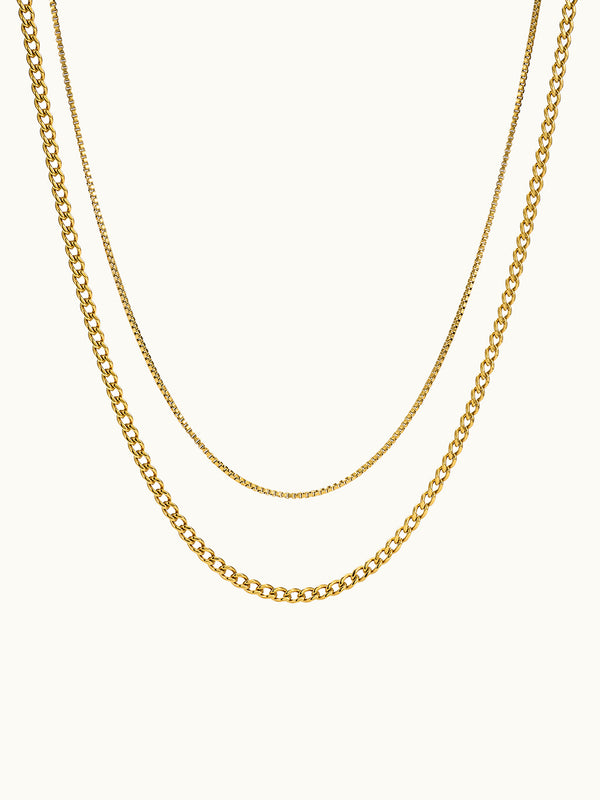 Box and Curb Double Layered Necklace