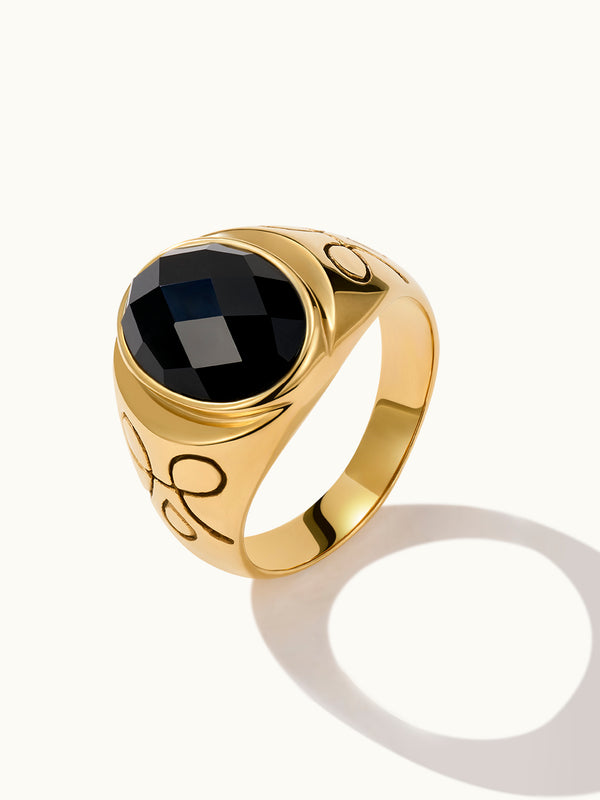Vintage Knot Engraving Gemstone Ring