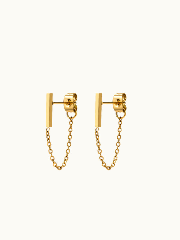 Bar Line Chain Stud Ohrringe
