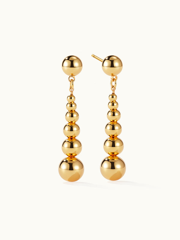 Gold Long Ball Earrings