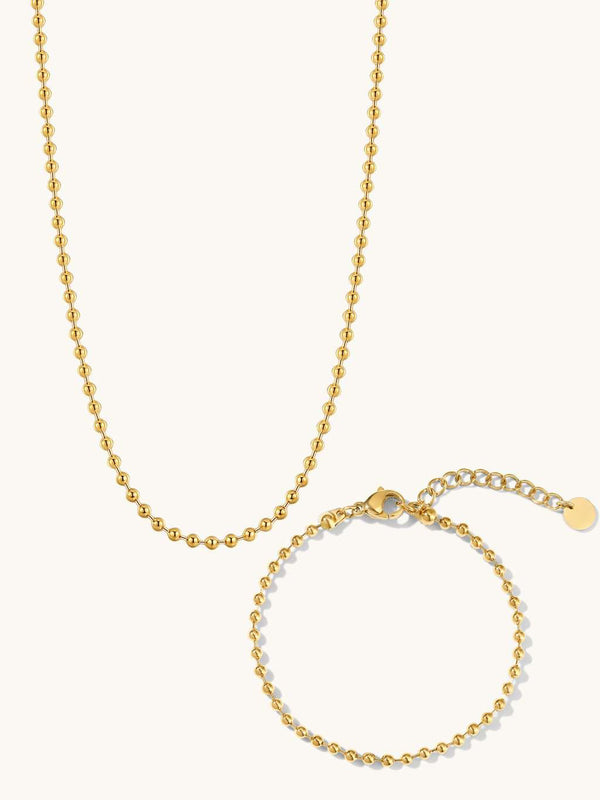 Bead Ball Necklace And Bracelet Jewelry Set