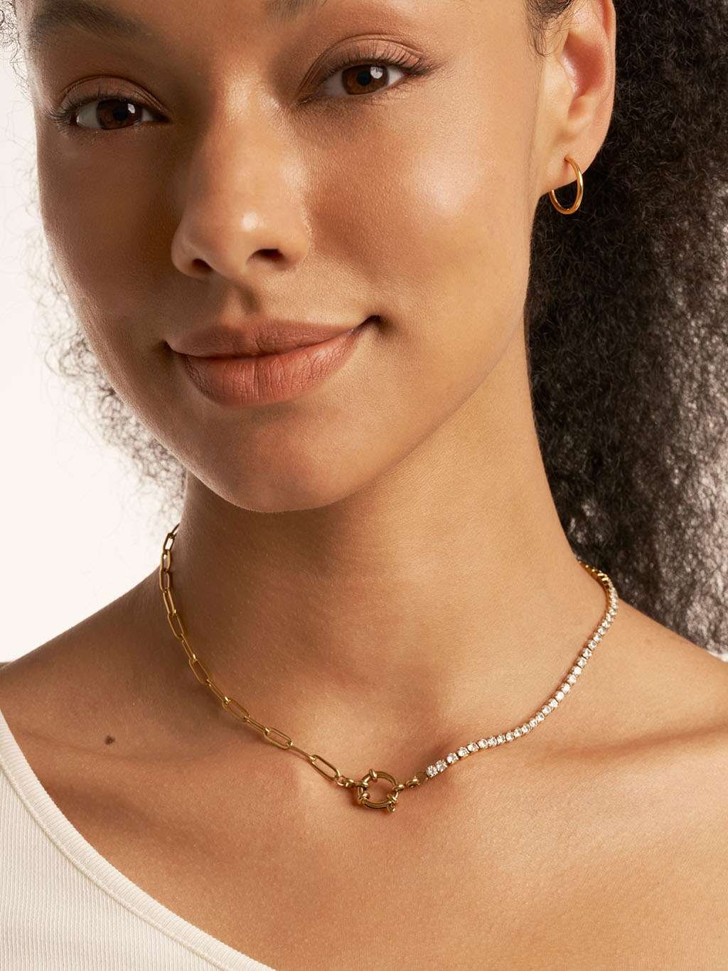 Dorose-Funkelnde Gliederkette Gold Zirkonia-NL-GD055-2