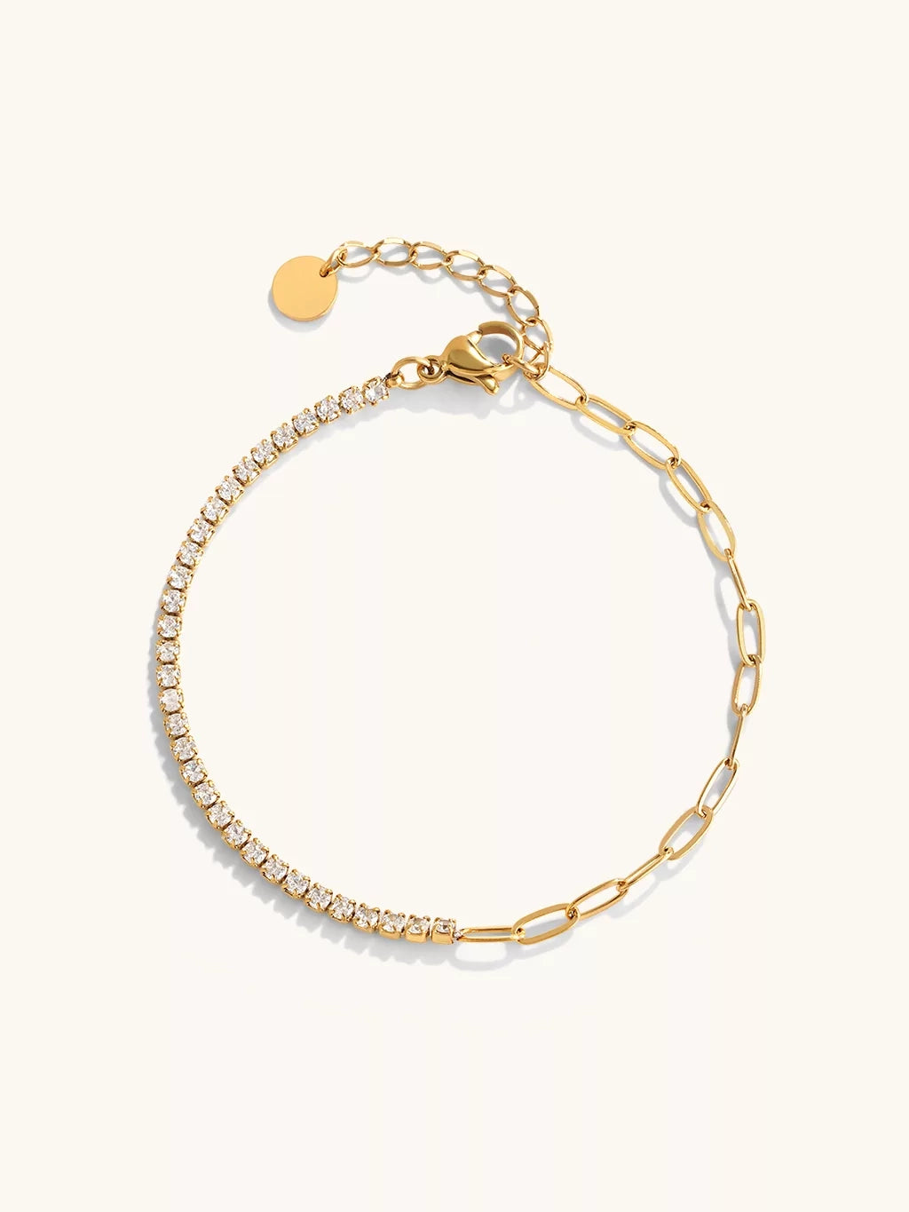 Half Tennis And Chain Bracelet