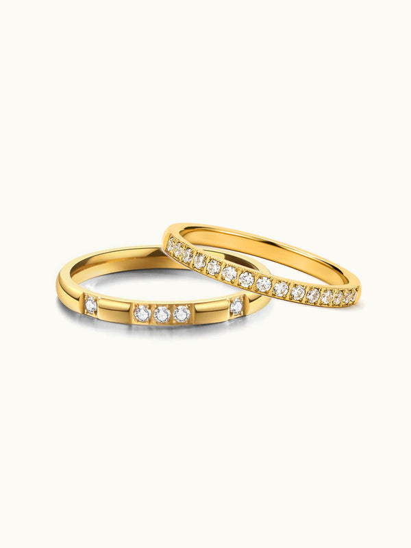 Delicate Glow Ring & French Pave Diamond Eternity Ring Set